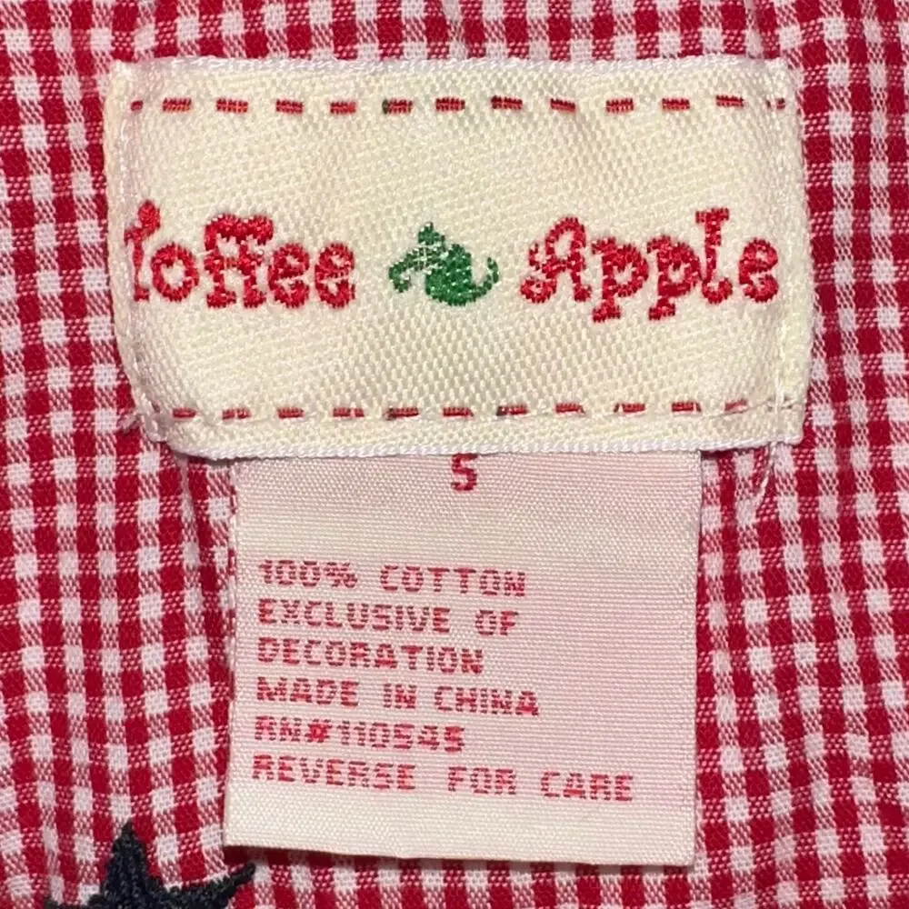 Vintage Toffee Apple Girls Red Gingham Patriotic Star Sailor Collar Dress Size 5